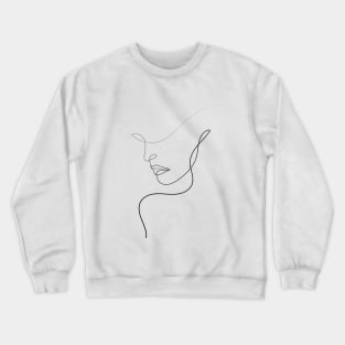 Woman With Hat | One Line Artist | Minimal Art | One Line Art | Minimalist Crewneck Sweatshirt